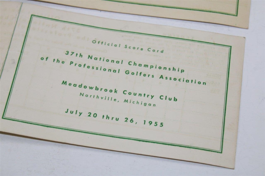 Two (2) 1955 PGA Championship at Meadowbrook CC Official Tournament Scorecards