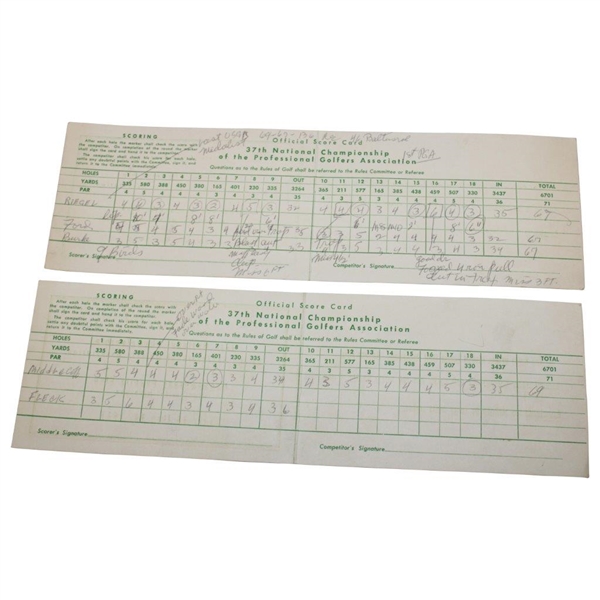 Two (2) 1955 PGA Championship at Meadowbrook CC Official Tournament Scorecards