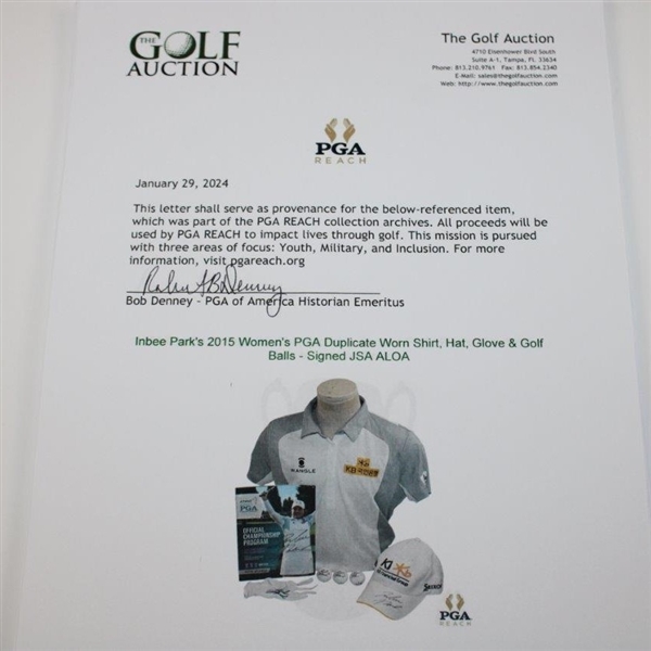 Inbee Park's 2015 Women's PGA Duplicate Worn Shirt, Hat, Glove & Golf Balls - Signed JSA ALOA