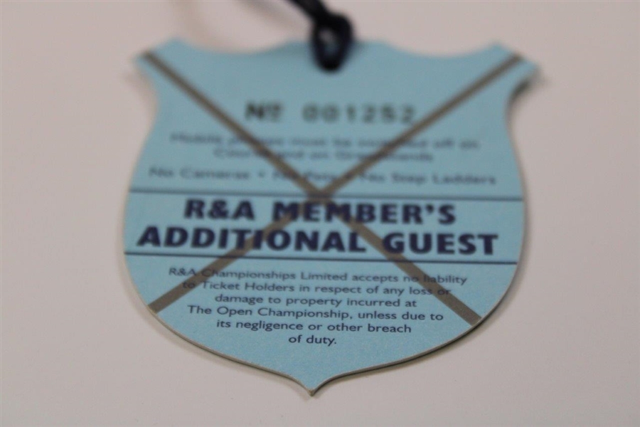 2005 Open Championship At St. Andrews R&A Member's Additional Guest Badge - Tiger Woods Win