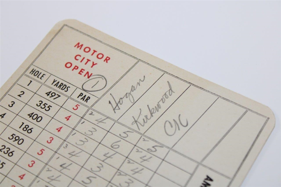 Ben Hogan, Joe Kirkwood & Chuck Kocsis Scored Scorecard from the 1950 Motor City Open at Red Run GC