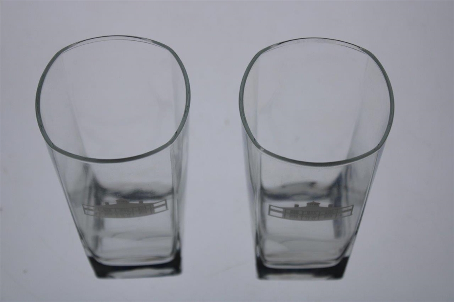 Two (2) Augusta National Golf Club Glass 'Clubhouse' Logo Drinking Glasses