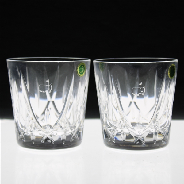 Two (2) Augusta National Golf Club Glass Masters Logo Rocks Glasses - Handmade in Ireland