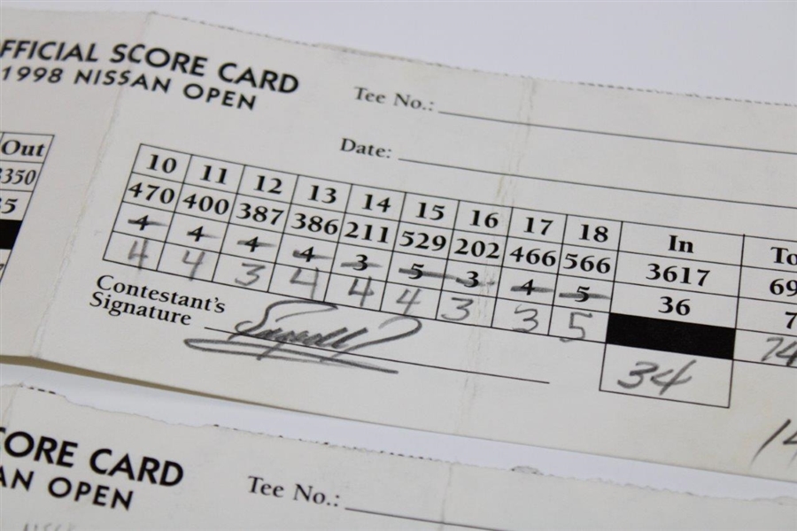 Kite, Pavin, Sutton, Zoeller & 4 Others Signed 1998 Nissan Open Used Scorecards 