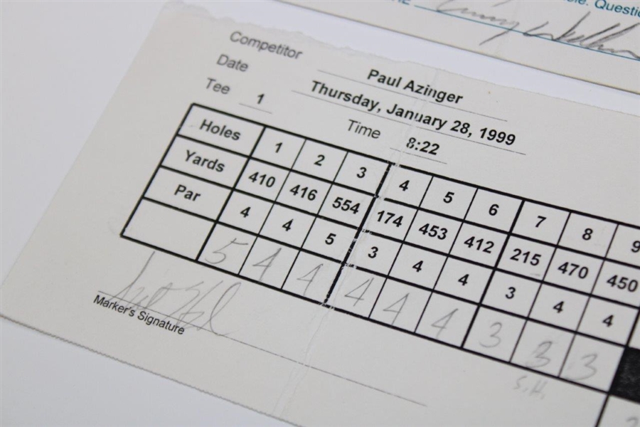 Calcavecchia, Sutton, Azinger & 3 Others Signed 1995 & 1999 Phoenix Open Used Scorecards 