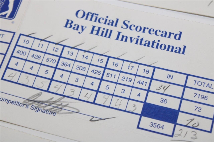 Faldo, Stadler, Lehman & 5 Others Signed 1998 Bay Hill Inv. Used Scorecards 