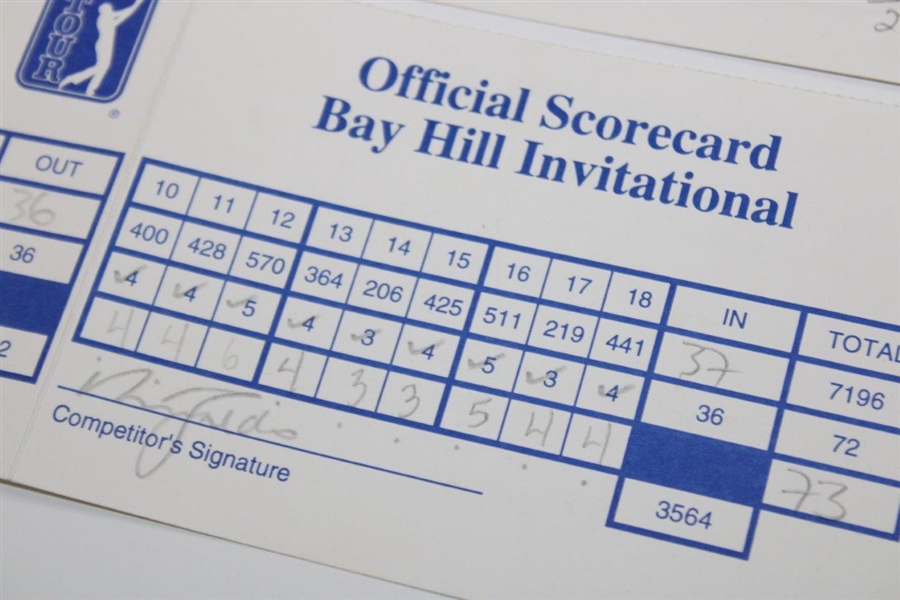 Faldo, Stadler, Lehman & 5 Others Signed 1998 Bay Hill Inv. Used Scorecards 