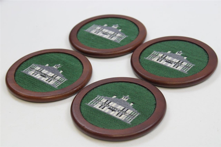 Four (4) Augusta National Clubhouse Smathers & Branson Stitched/Embroidered Coasters 