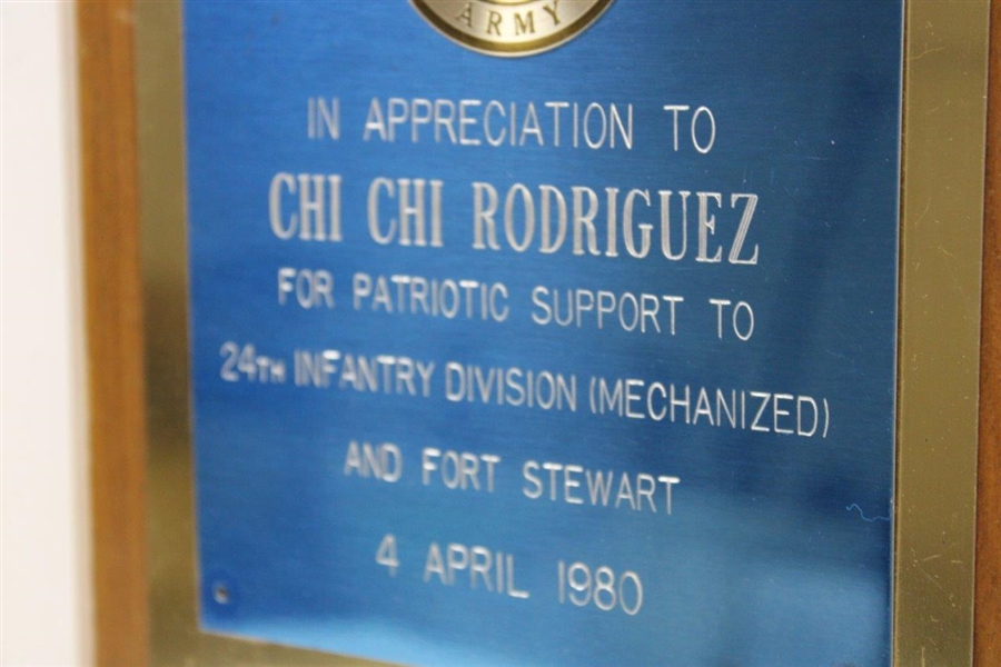 Chi-Chi Rodriguez's 1980 US Army Patriotic Support Plaque - April 4th