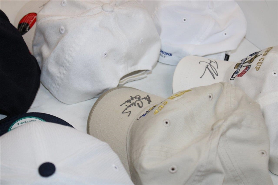 Twelve (12) Team USA Ryder Cup Captains Signed Ryder Cup Hats - Beckett Authentication