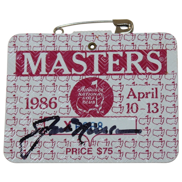 Jack Nicklaus Signed 1986 Masters Tournament SERIES Badge #X6868 JSA ALOA