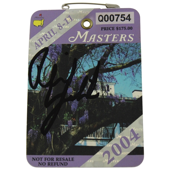 Phil Mickelson Signed 2004 Masters Tournament SERIES Badge #Q00754 JSA ALOA
