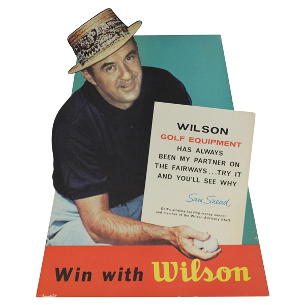 c. 1957 Sam Snead Cardboard 'Golf's All-Time Leading Money Winner' POS Wilson Golf Equipment Ad