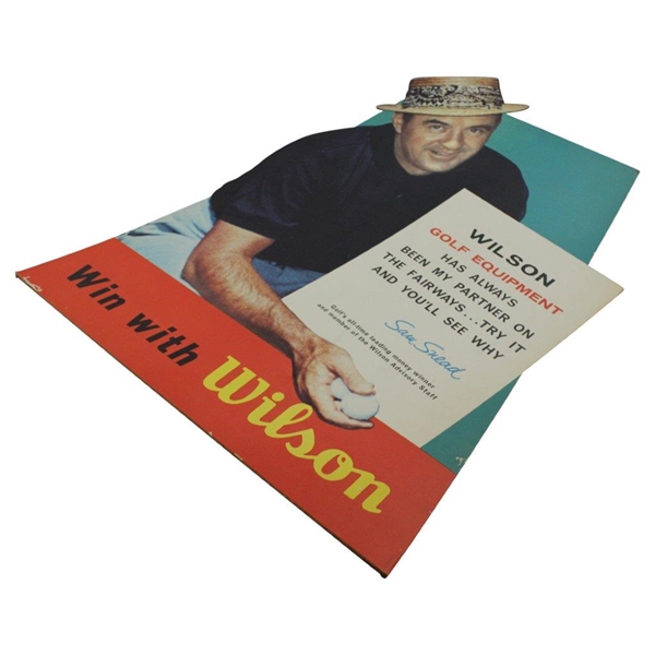 c. 1957 Sam Snead Cardboard 'Golf's All-Time Leading Money Winner' POS Wilson Golf Equipment Ad