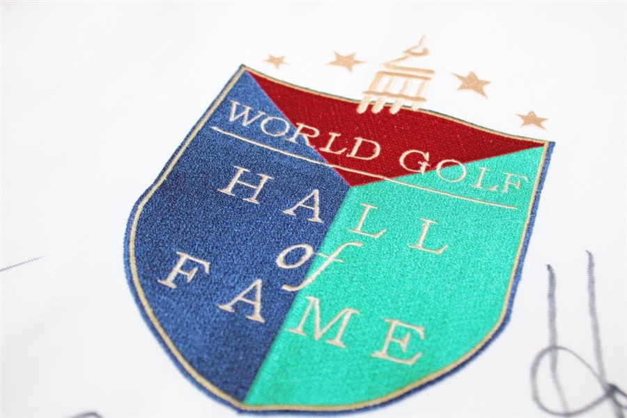 Micklelson, Lyle, Jenkins, Allis & Stacy 2012 Class Signed World Golf Hall of Fame Flag JSA ALOA