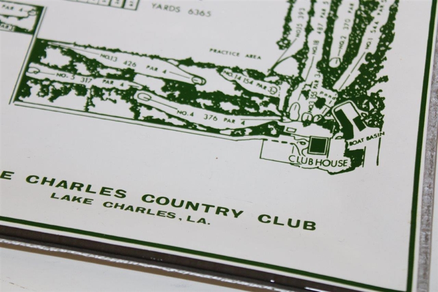Classic Lake Charles Country Club Course Map & Layout w/Scorecard Glass Dish/Tray