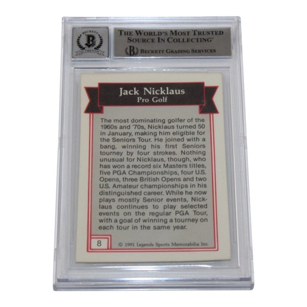 Jack Nicklaus Signed 1991 Legends Golf Card Beckett 10 Autograph #00016115075