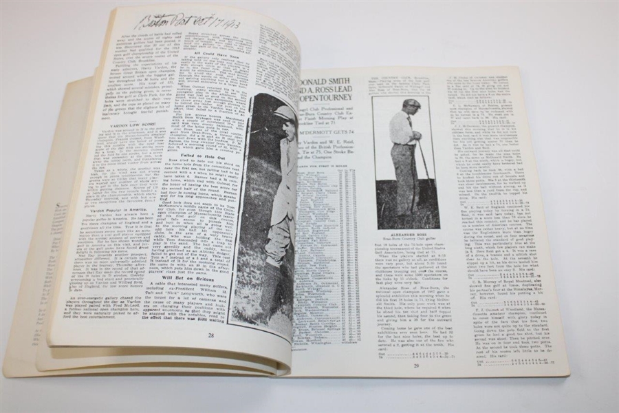 1988 'The 1913 US Open Held At The Country Club' Eye Witness Accounts By Jean Colby