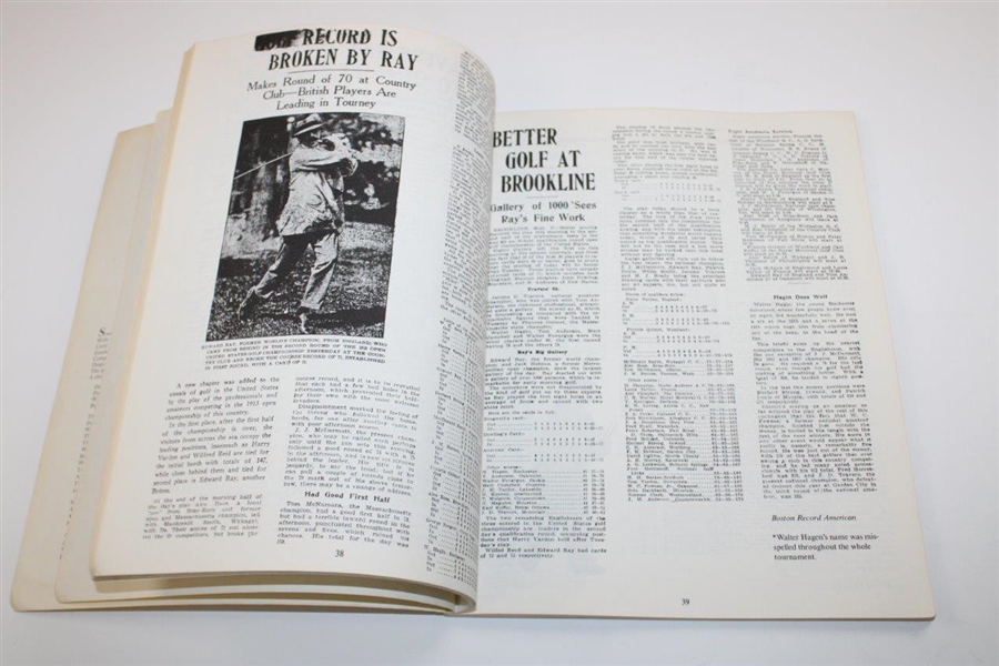 1988 'The 1913 US Open Held At The Country Club' Eye Witness Accounts By Jean Colby