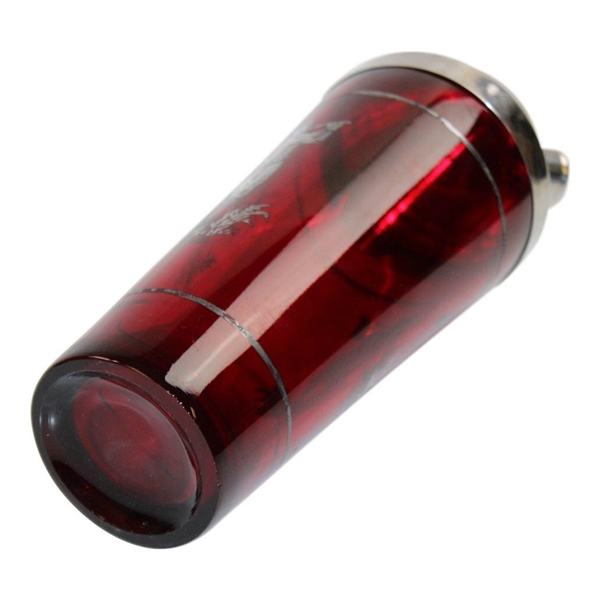 Red Sterling Silver Overlay Golf Theme Glass Cocktail Shaker