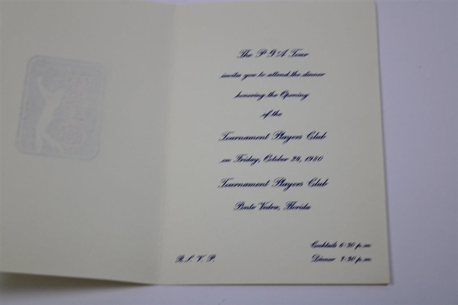 1980 Tournament Players Club at Sawgrass Opening Dinner Invitation