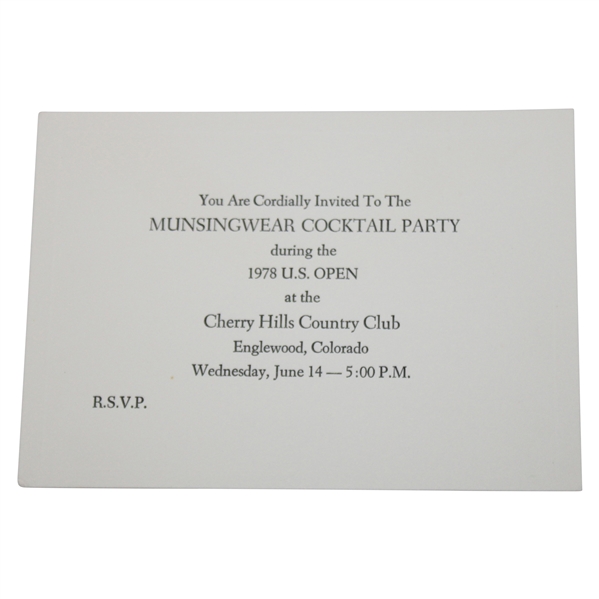 1978 US Open at Cherry Hills CC Cocktail Party Invitation
