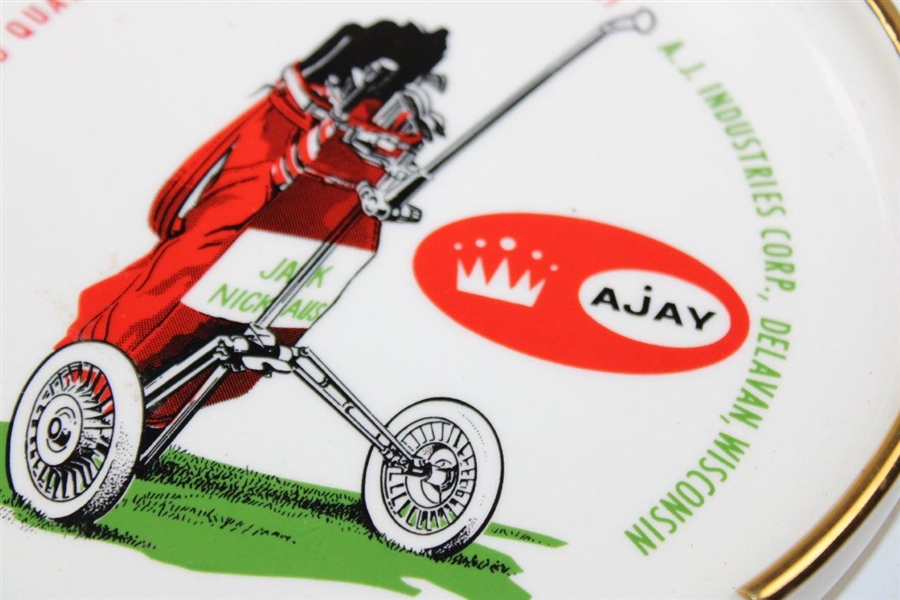A.J. Industries with Jack Nicklaus on Bag Golf Products Ad Ceramic Ash Tray