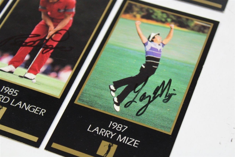 Langer (2), Stadler, Couples, Mize, & Aaron Signed GSV Masters Collection Golf Cards JSA ALOA