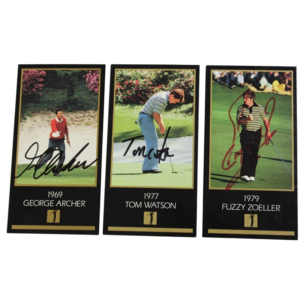 Fuzzy Zoeller, George Archer & Tom Watson Signed GSV Masters Collection Golf Cards JSA ALOA