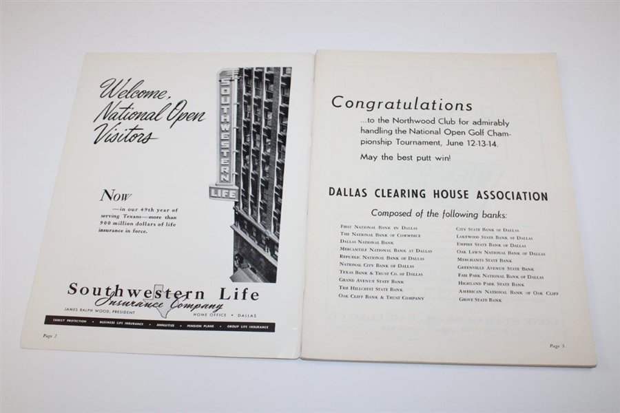 1952 US Open Championship at Northwood CC Official Program - Julius Boros Winner