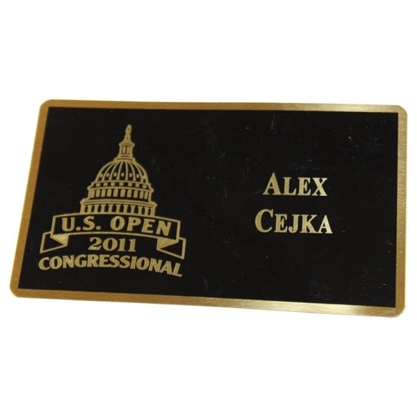 Alex Cejka PGA Tour Used FootJoy Golf Shoes & Locker Name Plate From 2011 Us Open