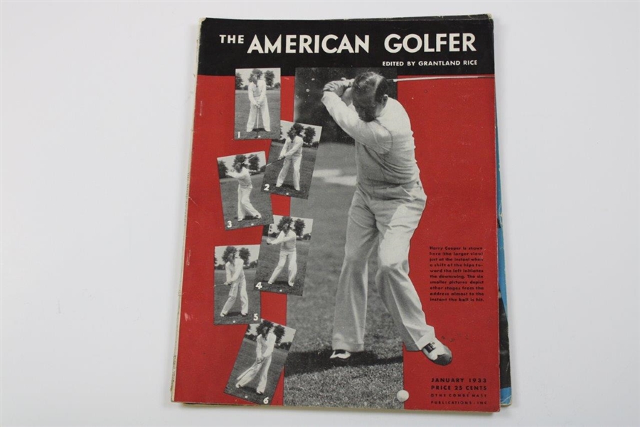 Four (4) 1930's The American Golfer Magazines - 7/32, 10/32, 1/33, 5/34