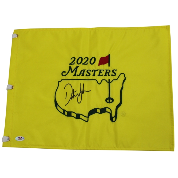 Dustin Johnson Signed 2020 Masters Tournament Embroidered Flag PSA #AL44949