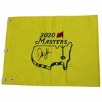 Dustin Johnson Signed 2020 Masters Tournament Embroidered Flag PSA #AL44949