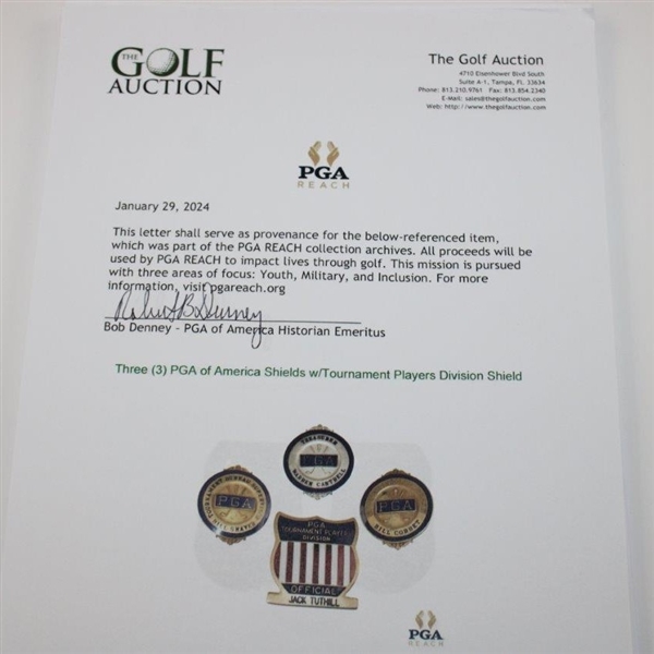 Three (3) PGA of America Shields w/Tournament Players Division Shield