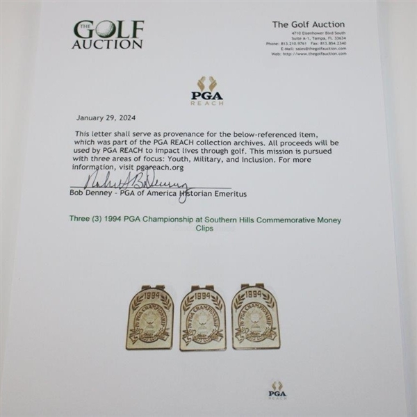 Three (3) 1994 PGA Championship at Southern Hills Commemorative Money Clips