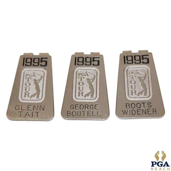Three (3) 1995 PGA Tour Member Money Clips/Badges - Tait, Boutell & Widener