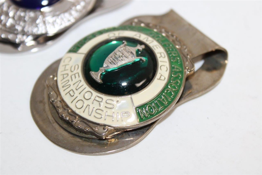 1991, 1992 & 1993 Senior PGA Championship Money Clips/Badges