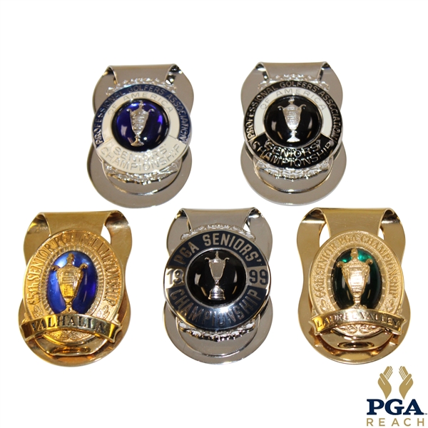 Five (5) Senior PGA Championship Money Clips/Badges