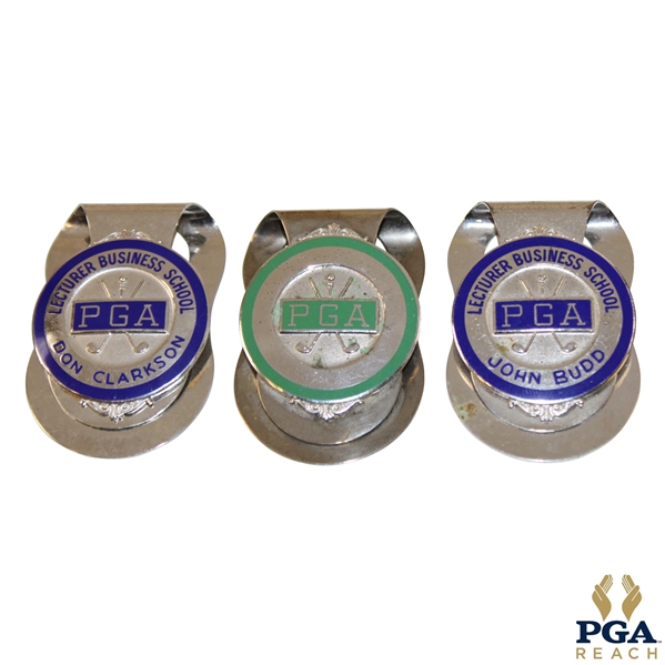 Three (3) PGA Money Clips - Unmarked & Two (2) Lecturer Business School - Clarkson & Budd