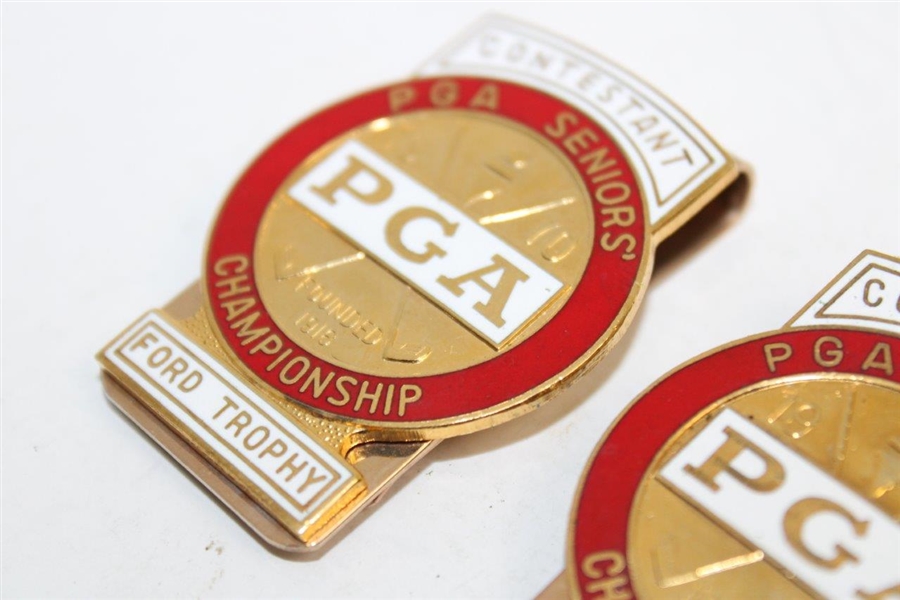 Two (2) 1970 PGA Seniors' Championship Contestant Clips/Badges