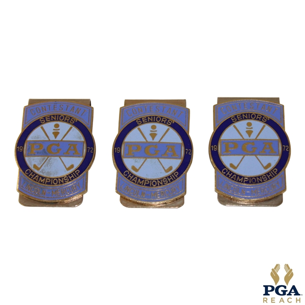 Three (3) 1972 PGA Seniors' Championship Contestant Clips/Badges