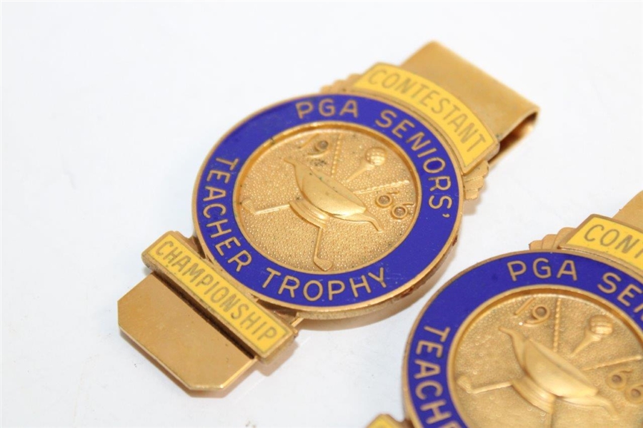 Three (3) 1966 PGA Seniors' Teacher Trophy Championship Contestant Clips/Badges