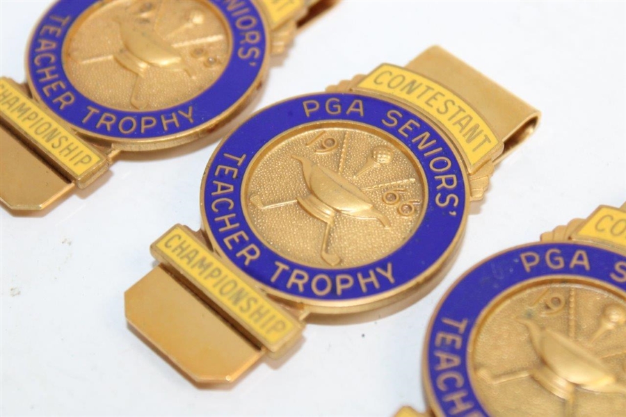 Three (3) 1966 PGA Seniors' Teacher Trophy Championship Contestant Clips/Badges
