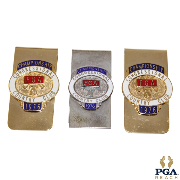 Three (3) 1976 PGA Championship at Congressional Country Club Money Clips