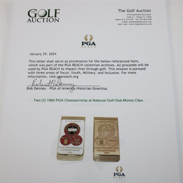 Two (2) 1984 PGA Championship at National Golf Club Money Clips
