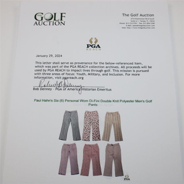 Paul Hahn's Six (6) Personal Worn Di-Fini Double Knit Polyester Men's Golf Pants
