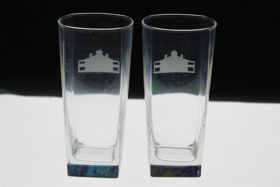 Two (2) Augusta National Golf Club Glass 'Clubhouse' Logo Drinking Glasses