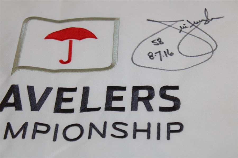 Jim Furyk Signed 2016 Travelers Championship Embroidered Flag w/'58 8-7-16' JSA ALOA