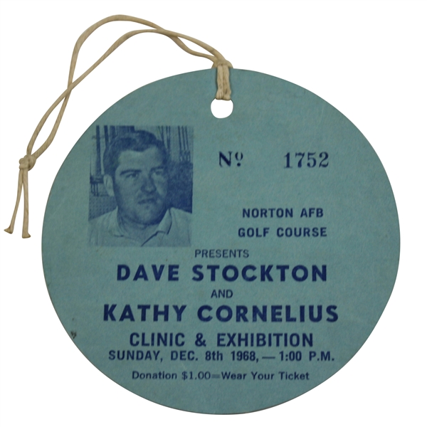 1968 Dave Stockton and Kathy Cornelius Clinic & Exhibition Ticket #1752